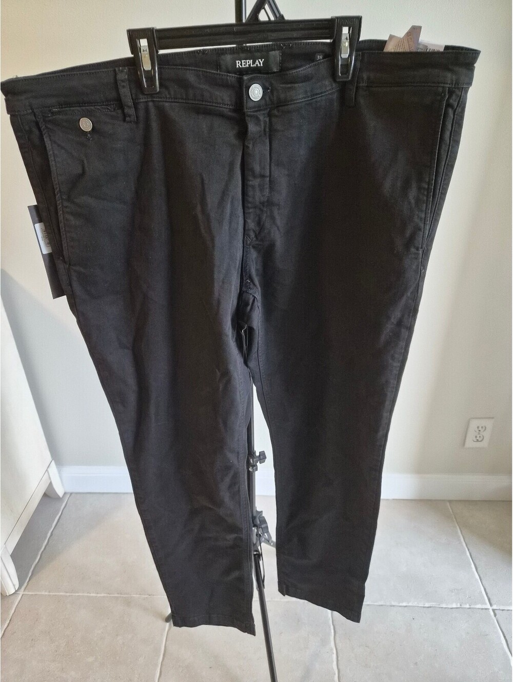 Replay Men's Black Chino Pants Size 38x32 0039